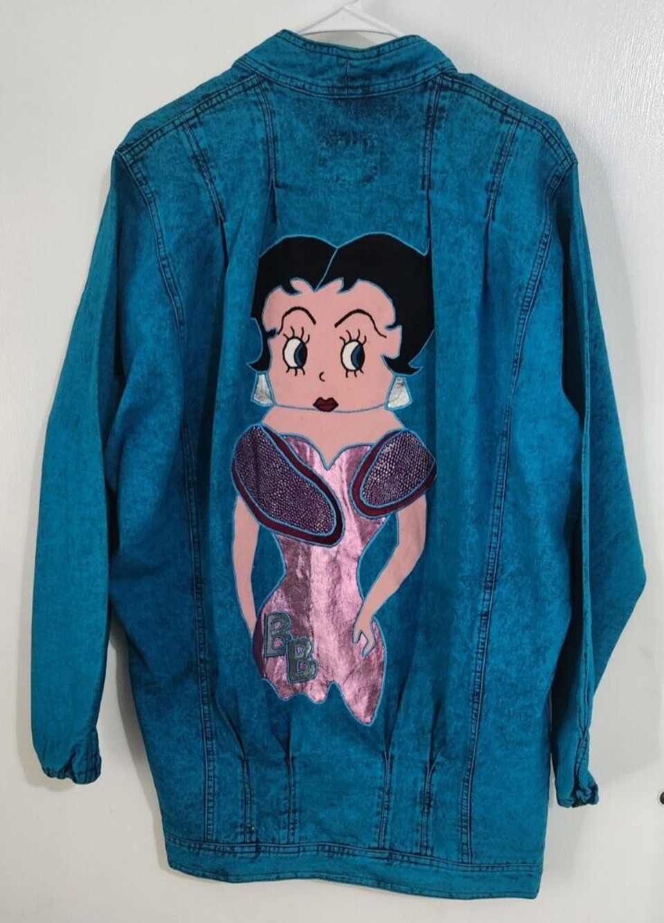 Vtg Teresa blue Stonewashed betty boop Sz Small Coat Denim Jacket Cardigan art